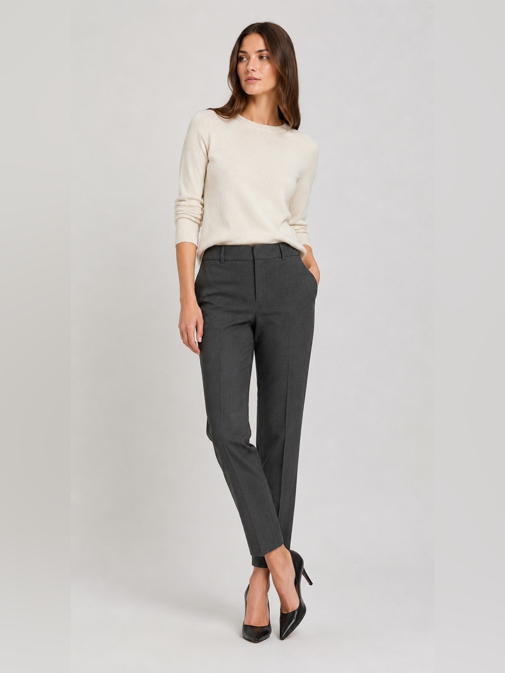 Vince Side Strapping Wool Pants‎ Trousers 2 Gray VR556-20585 Slim Mid Rise Dress